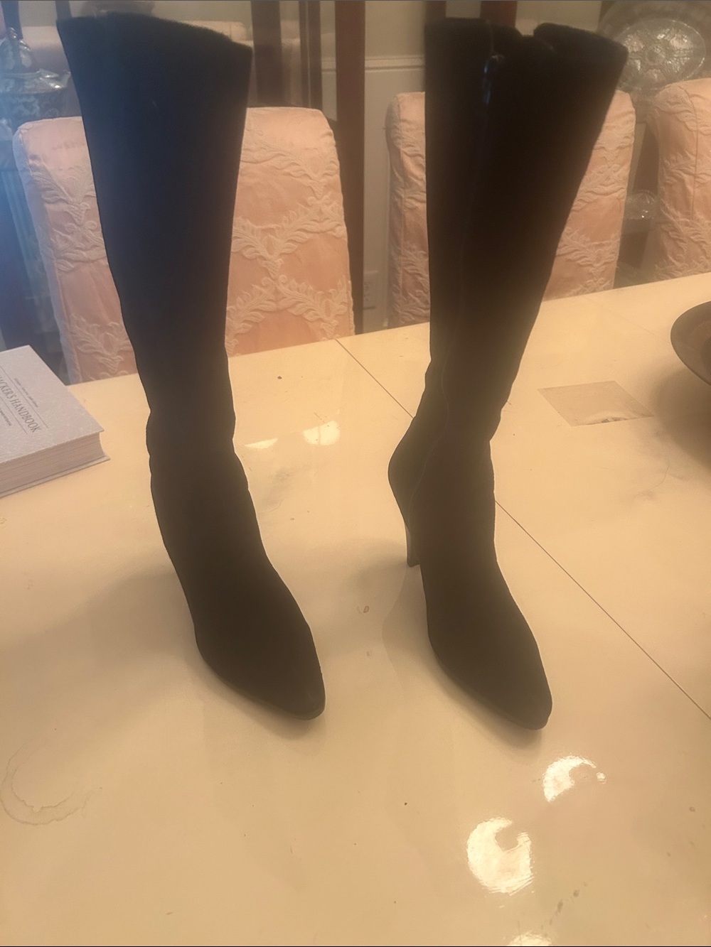 ANTONIO MELANI Black Over-the-Knee Pointed Toe Boots Size 7.5